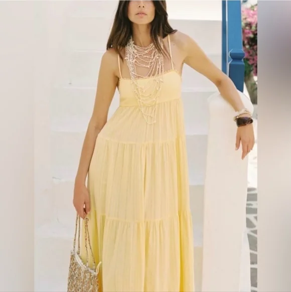 ZARA OPEN BACK MAXI DRESS YELLOW SIZE XL - Picture 7 of 11